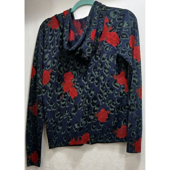 Y2K Grunge Rose Leopard Zip Hoodie Med Emo Goth Mall Punk VTG Full Zip Pockets - Picture 2 of 8